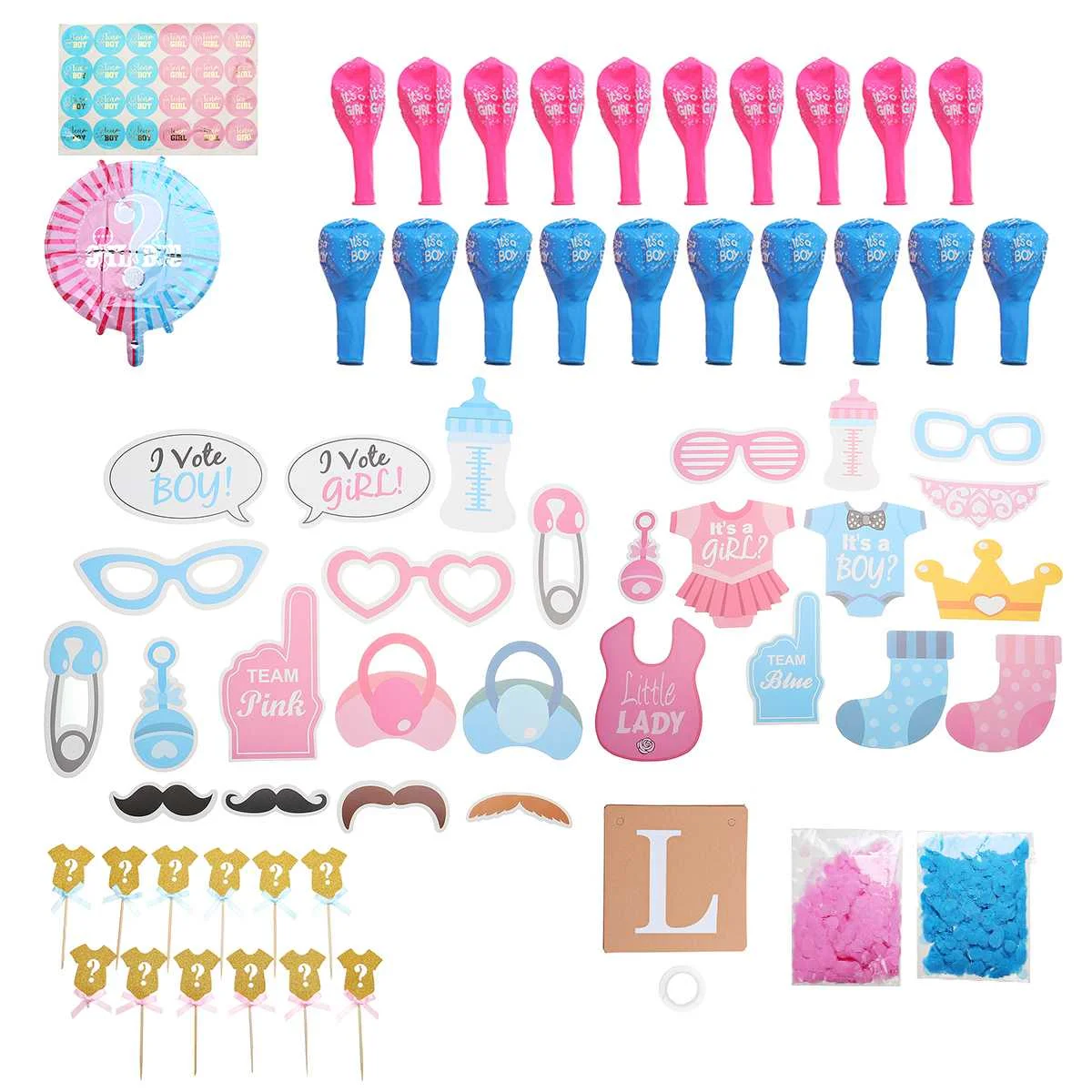 

30pcs Balloon Gender Reveal Tableware Girl Or Boy Confetti Balloons Baby Shower Latex Birthday Party Decorations party Supplies