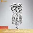 Женские ажурные браслеты Volayer, в форме сердца, трех перьев, Ловец снов, бусины из стерлингового серебра 925