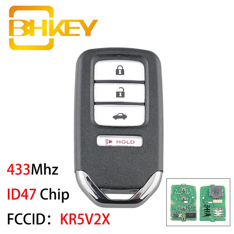 

BHKEY KR5V2X Car Remote Key Fob for HONDA CIVIC EX 2017 2018 2019 Smart Car Key 433Mhz ID47 Chip 4 Buttons