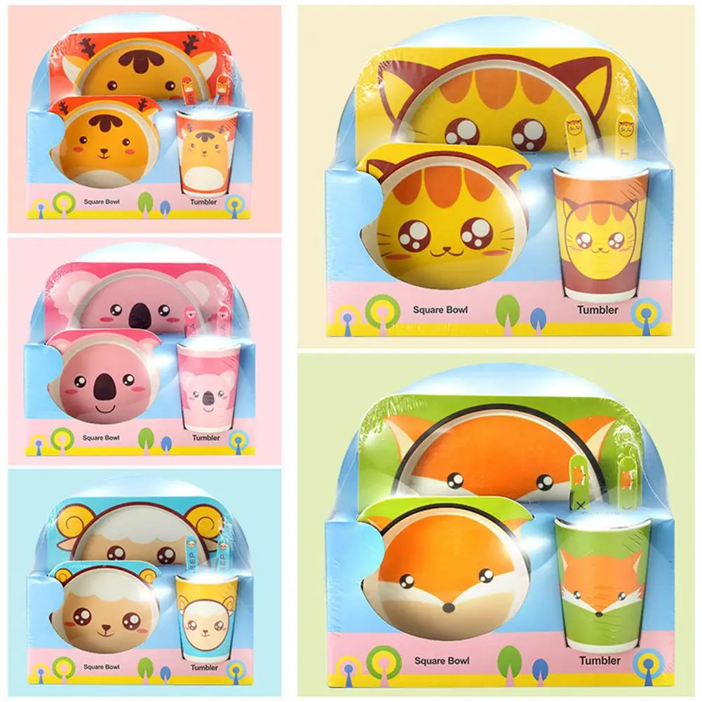 Мультяшная детская миска + ложка вилка столовая посуда для кормления детские