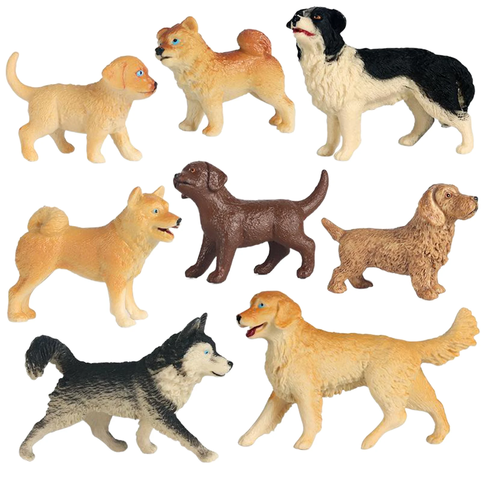 

Solid Plastic Simulated Dog Model Decor Kids Toy Miniature Figurine Dolls for Kids Early Education, Pack 8pcs