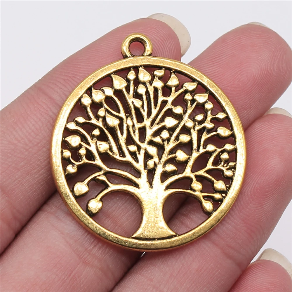

2Pcs 38x34mm New Round Tree Of Life Charms For Jewelry Making DIY Jewelry Findings Antique Gold Color Alloy Charms