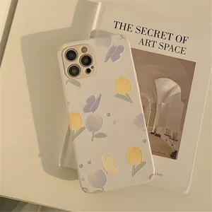 retro sweet tulip yellow flowers butterfly art phone case for iphone 11 12 pro max xr xs max 7 8 plus 7plus case cute soft cover free global shipping