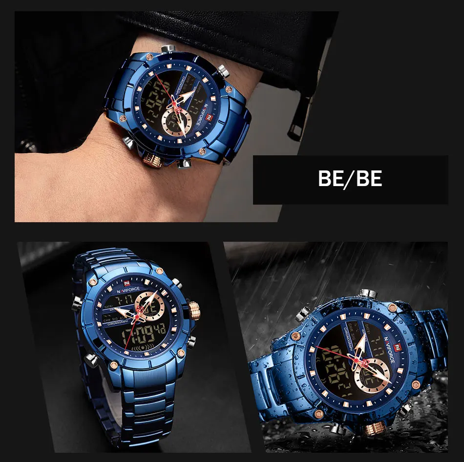 NAVIFORCE новые мужские спортивные часы Топ люксовый бренд кварцевые наручные часы для мужчин водонепроницаемый двойной дисплей дата часы Relogio Masculino