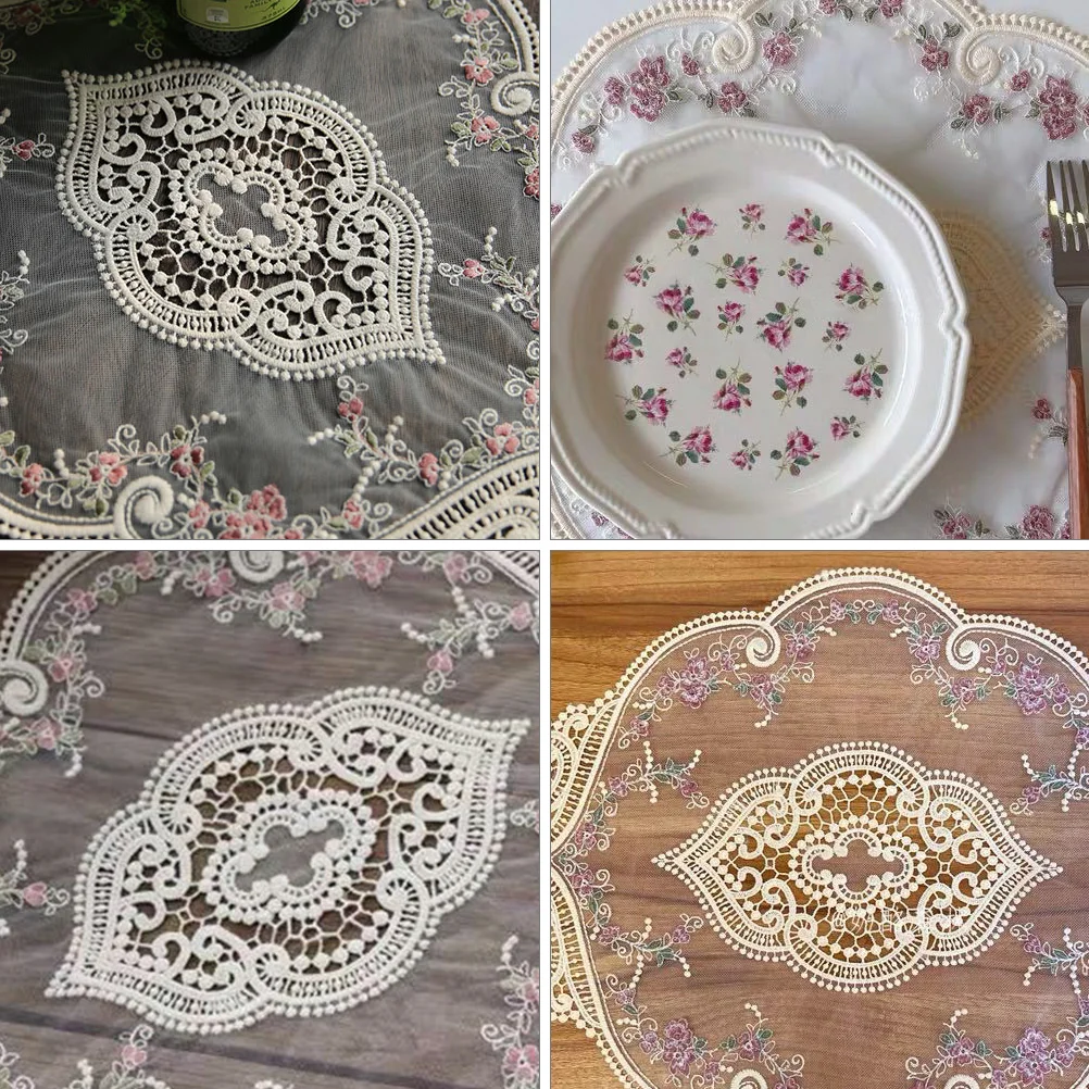 

1Pc Chic Lace Place Mat Decorative Embroidered Lace Placemat Table Cloth Decor