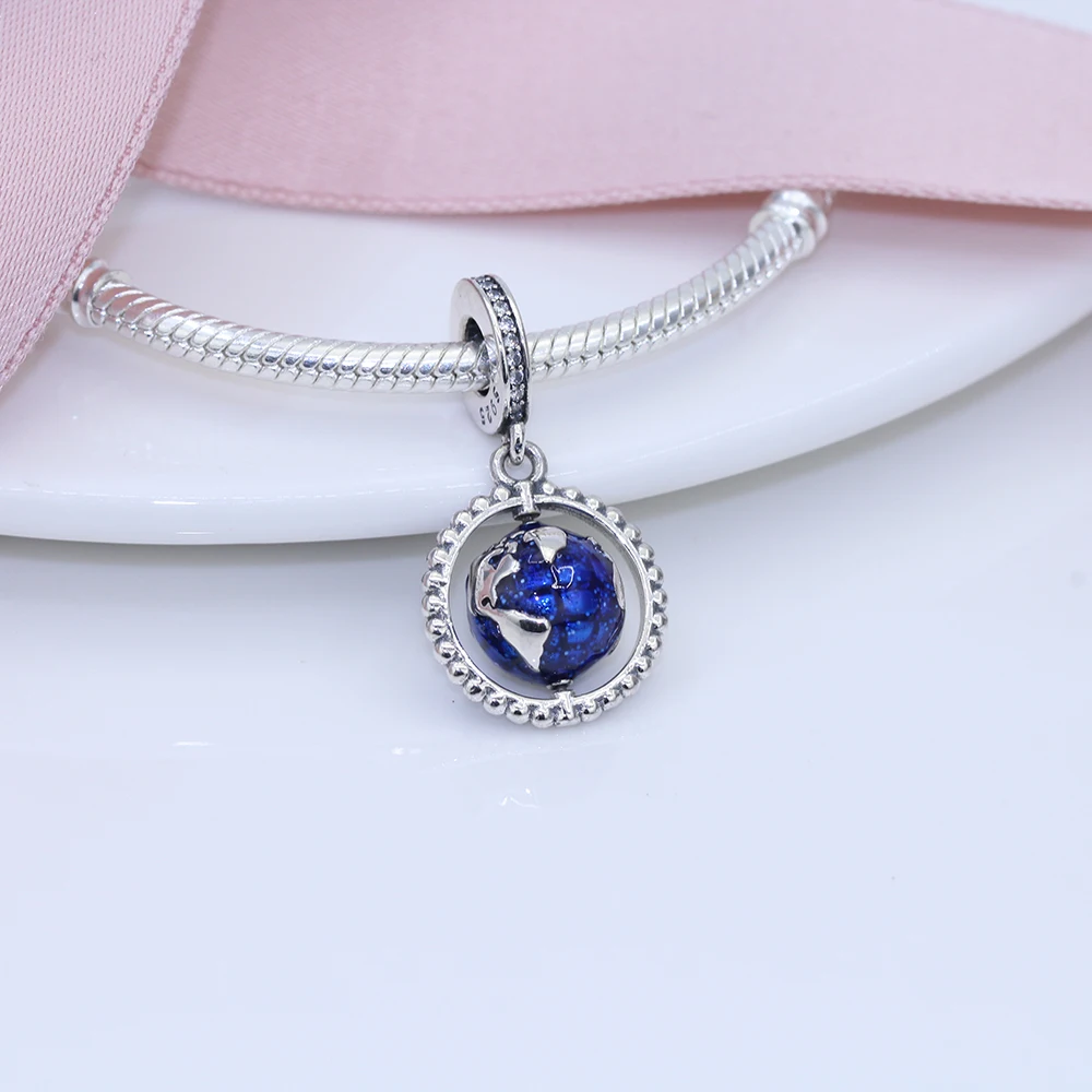

Fit Original Pandora charms bracelet beads S925 sterling silver Earth spinning pendant women's popular jewelry girlfriend gifts