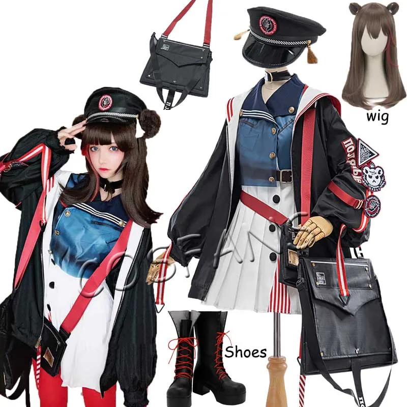 

Anime!Arknights Zima Rhodes Island Fashion Battle Suit Lovely Dress Uniform Cosplay Costume Halloween Outfit Women Wig and shoes