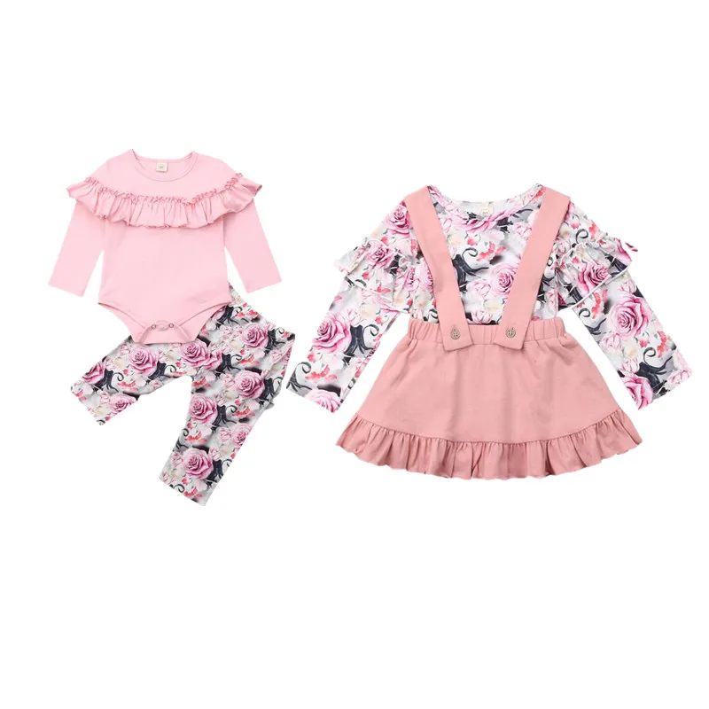 Одежда для сестры комплект из 2 предметов комбинезон с цветочным принтом