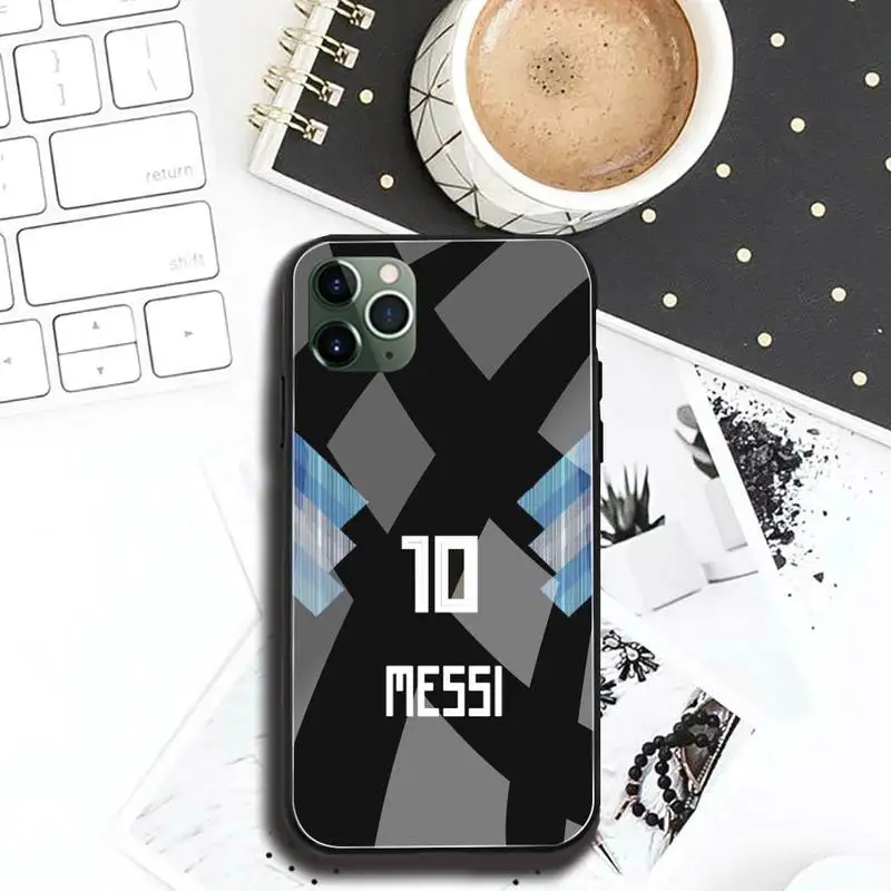 

Football MESSI Phone Case Tempered Glass For iPhone 12 pro max mini 11 Pro XR XS MAX 8 X 7 6S 6 Plus SE 2020 case