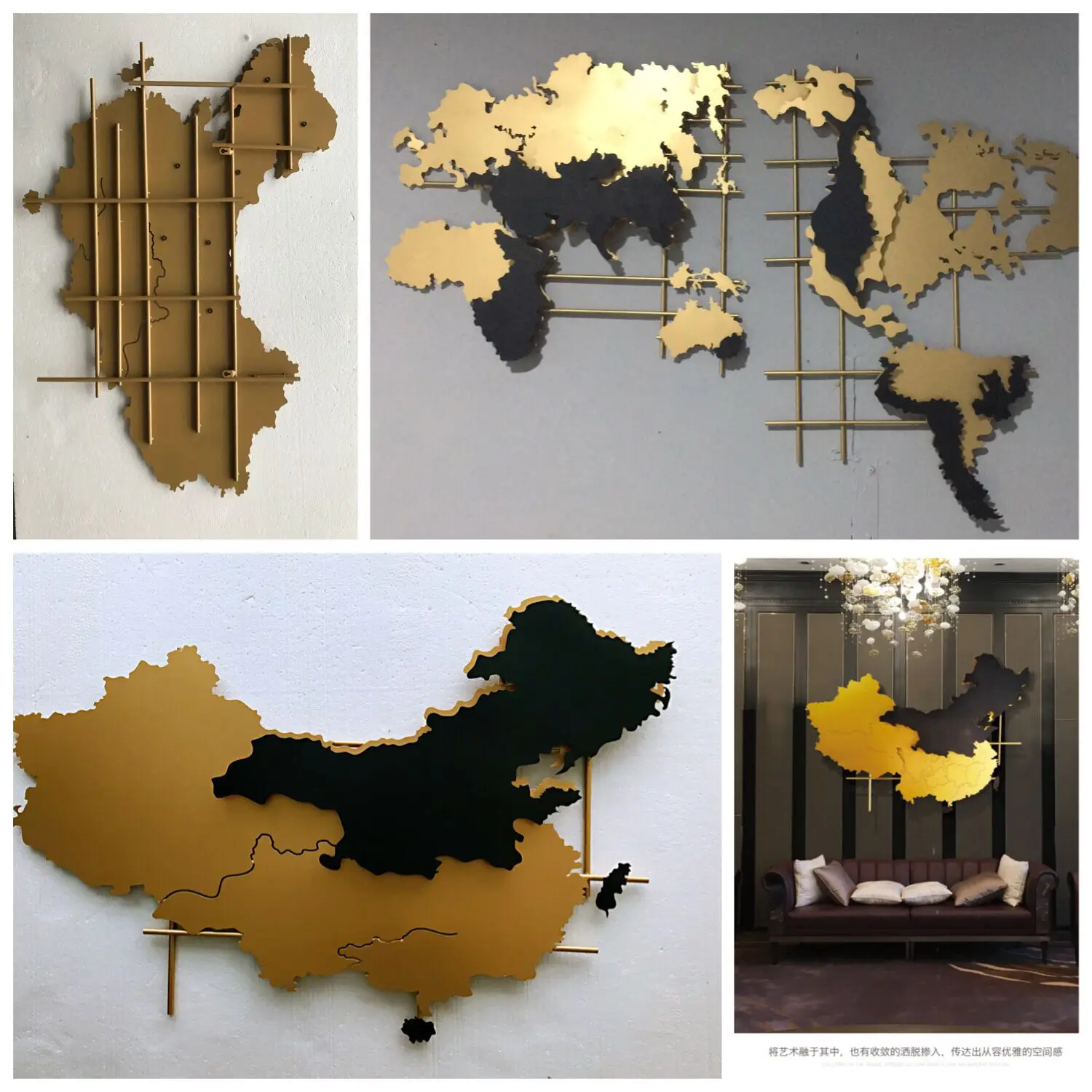 Кованая железная карта мира настенная подвеска китайская модель комнаты отеля