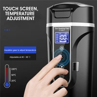 portable 450ml stainless steel car heating cup 12v24v electric water cup lcd display temperature kettle coffee tea milk heated