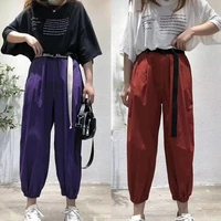 2020 summer new cargo pants women high waist beam elastic waist loose casual pants women joggers plus size clothing streetwear