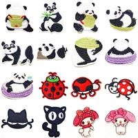 black cat ladybird panda animal embroidered patches costume patch diy clothing iron on sticker embroidered patches for clothing