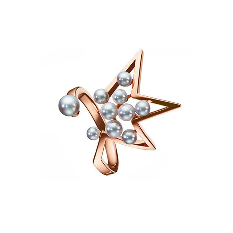 LONDANY Открытое кольцо с абстрактной звездой пентаграммой жемчугом розовым