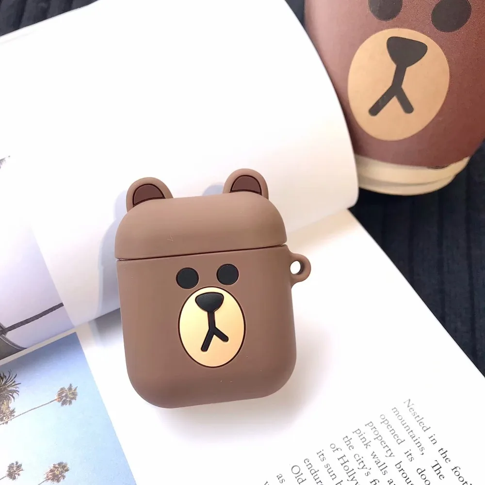 Чехол для Apple airpods чехол силиконовый чехол airpods чехол с брелок для ключей для Apple AirPods мультяшный наушник