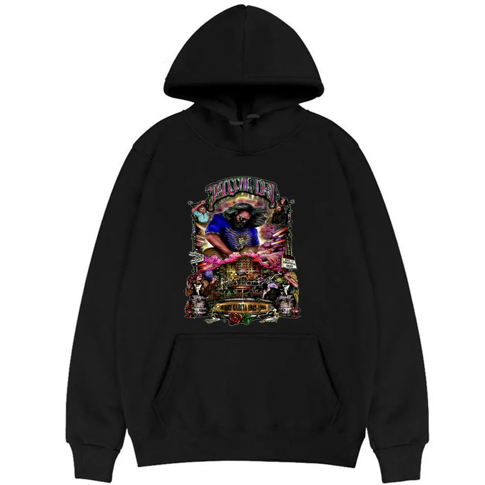 

Jerry Garcia Graphic Print Hoodie Rock Music Style Hoodies Men Women Fashion Sweatshirt Trend Electronic Musics Clothing Tops
