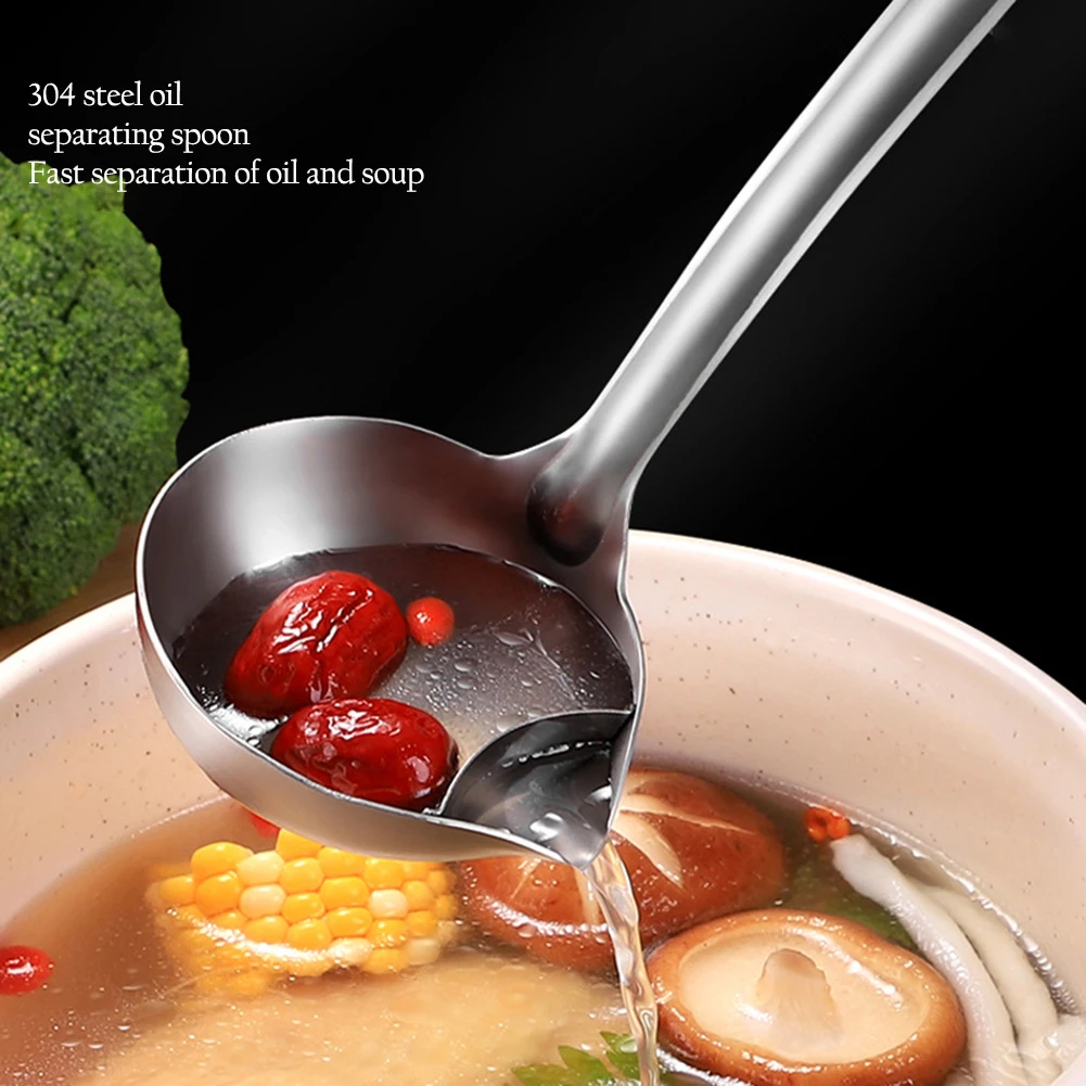 

Long Handle Oil Soup Separate Spoon Colander Strainer Stainless Steel Oil Filter Scoop Ladle Tableware Kitchen Utensil Supplies