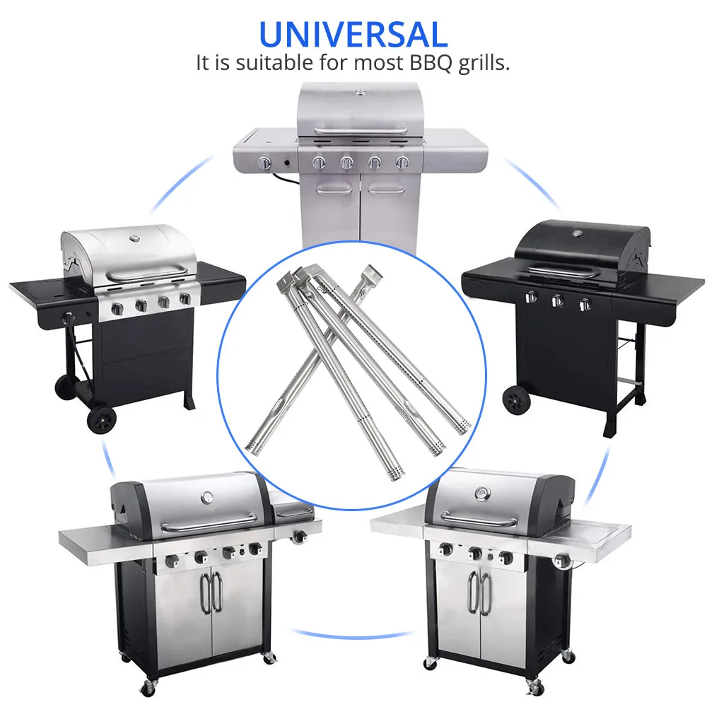 

4PCS BBQ Grill Tube Burners Universal Stainless Steel Pipe Tube Burners BBQ Gas Grill Parts Accessories Cooking Replacement