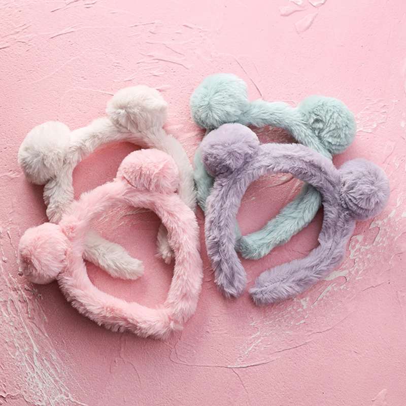 Новинка милая пушистая повязка на голову с медвежьими ушками для женщин и