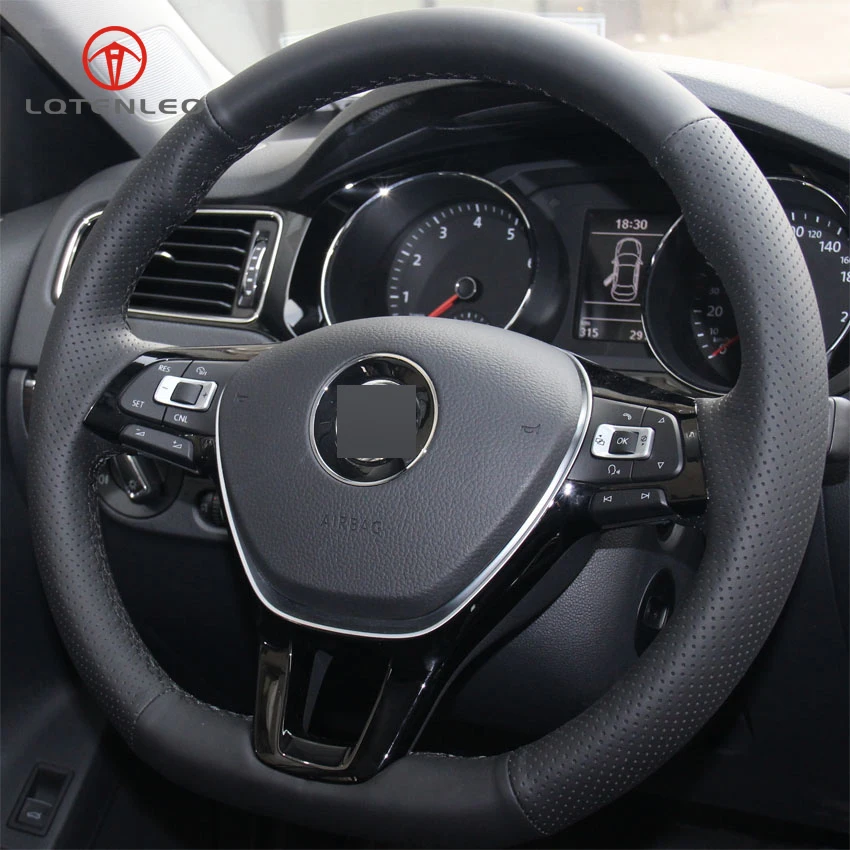 LQTENLEO черный искусственная кожа Чехол рулевого колеса автомобиля для Volkswagen VW Golf 7