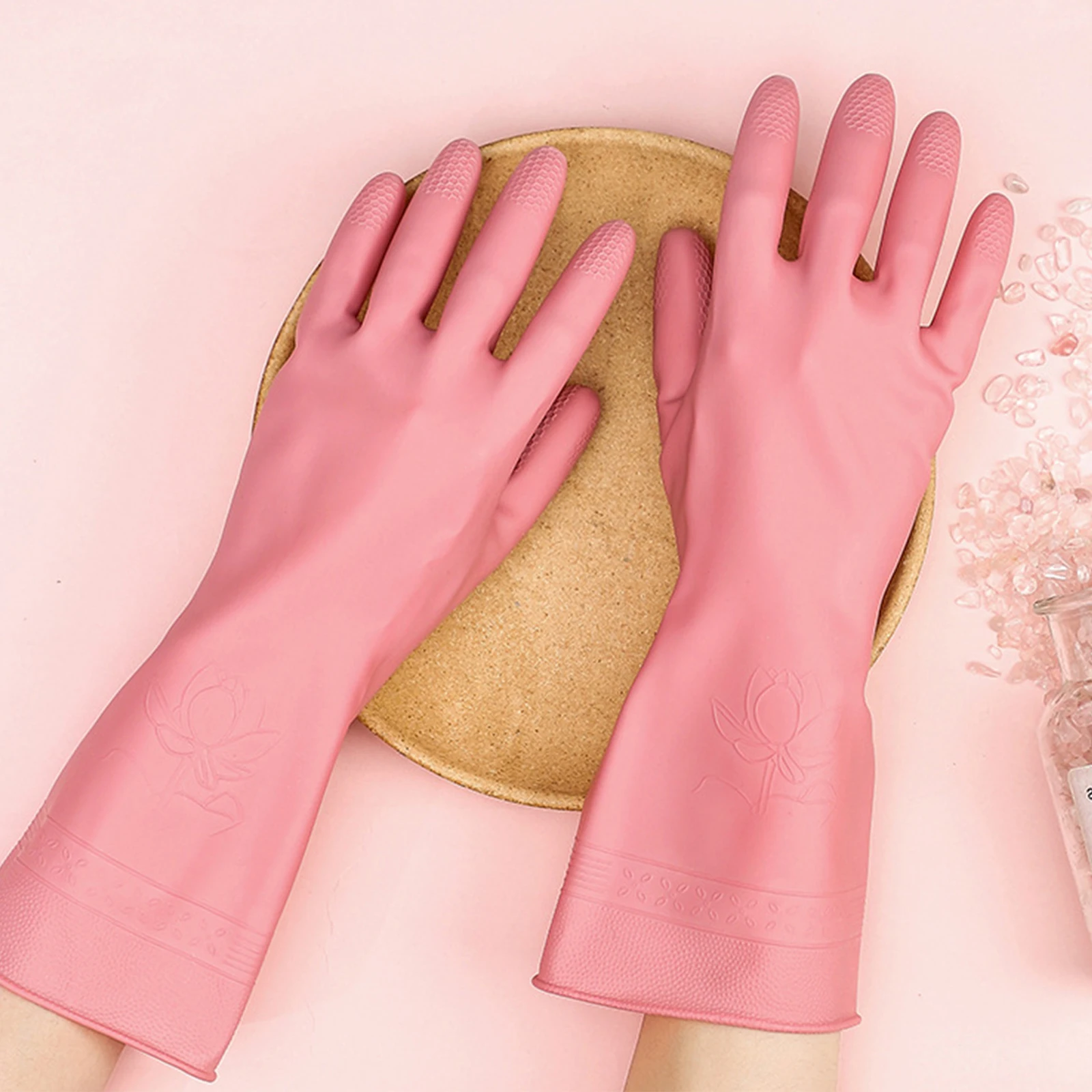 

1Pair Cleaning Gloves Kitchen Waterproof Dishwashing Glove Durable Rubber Dish Washing For Household Chores Cleaning Scrubber