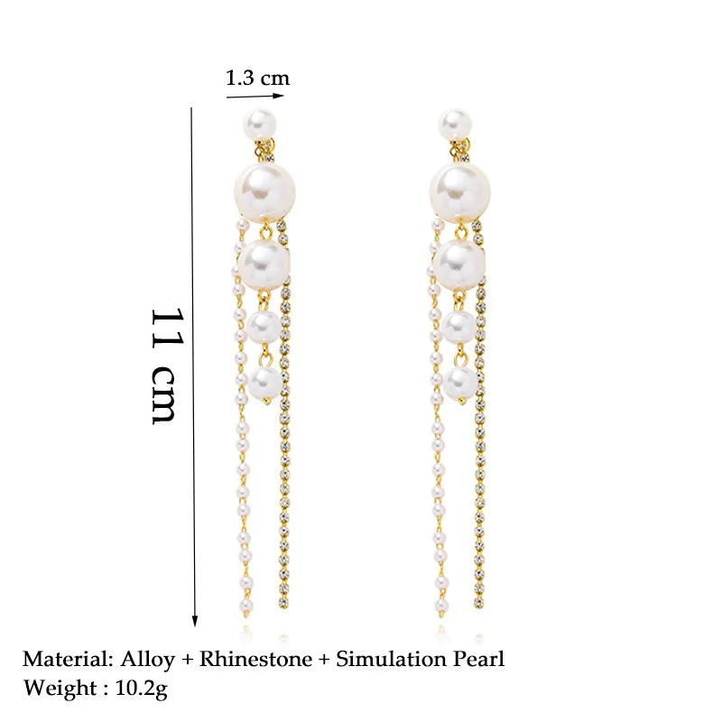 Модные длинные серьги с большими жемчужинами и кисточками для женщин
