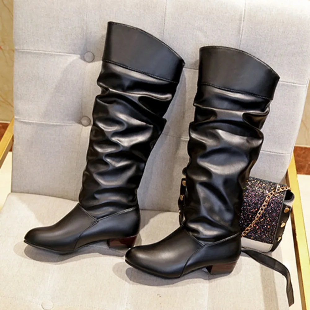 Пикантная Осенняя обувь женские Сапоги выше колена нарядное платье для девочек