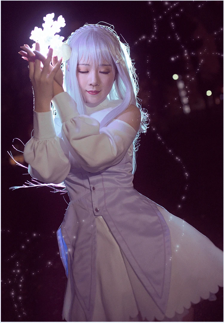 Одежда для аниме косплея Re: Zero Косплей Костюм Театральный выпуск платье Emilia