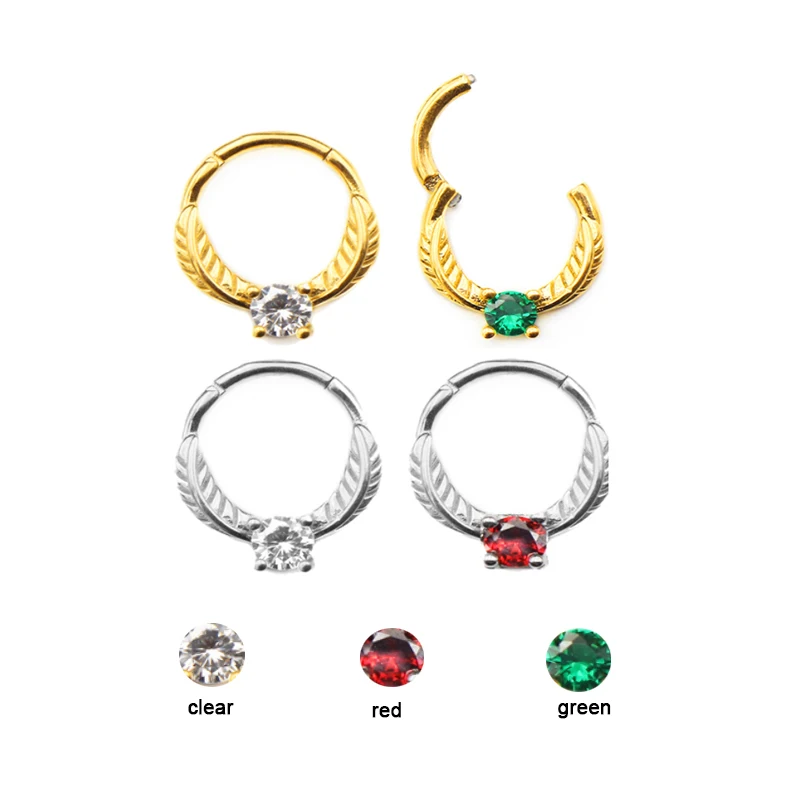 

Flower Heart Feather Nose Septum Clicker Ear Helix Daith Conth Earrings Rings Piercing Studs for Women Men Surgical Steel 16G