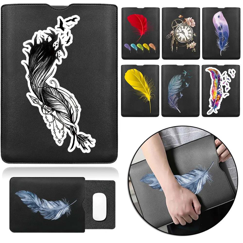 

Waterproof Black Laptop Bag 11 12 13 14 15 Inch Feather Pattern Leather Briefcase Notebook Sleeve for Macbook Pro 15