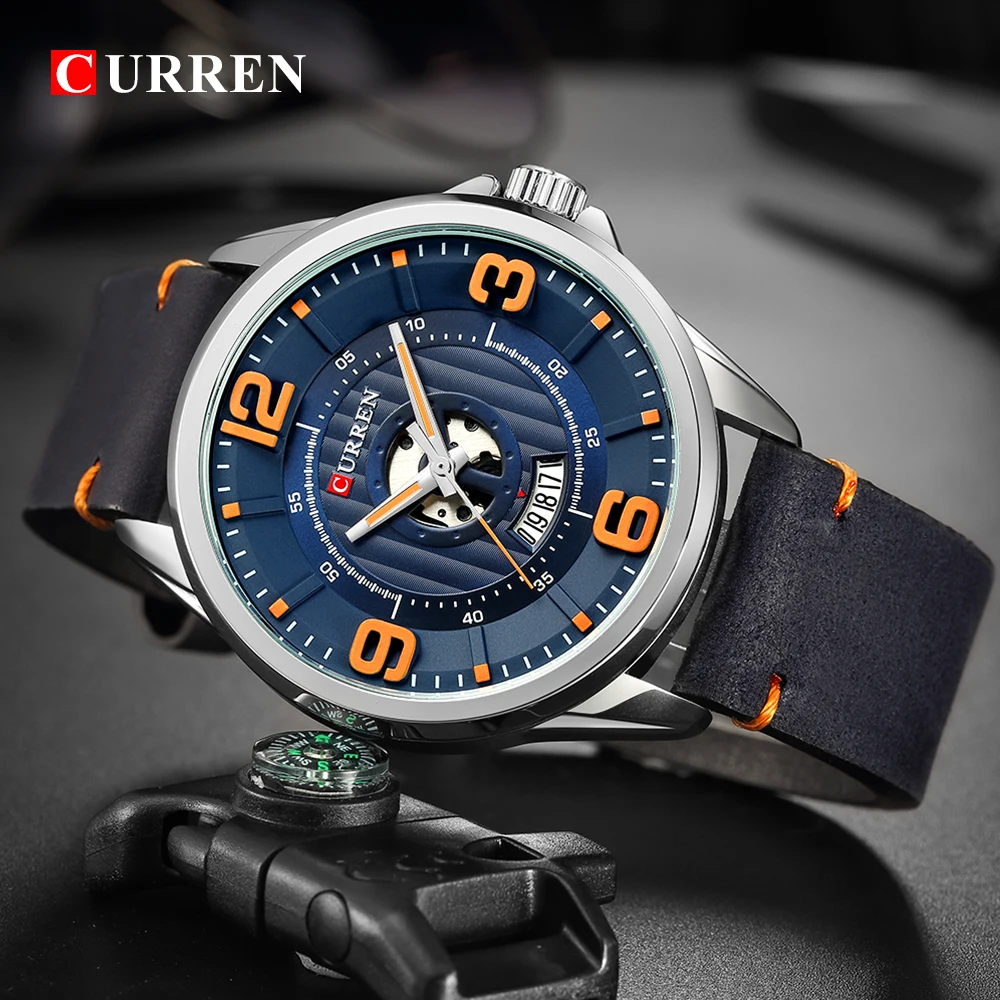 

NEW CURREN Luxury Brand Men's Quartz Watches Men Fashion Casual Leather Sports Watch Man Date Clock Relogio Masculino