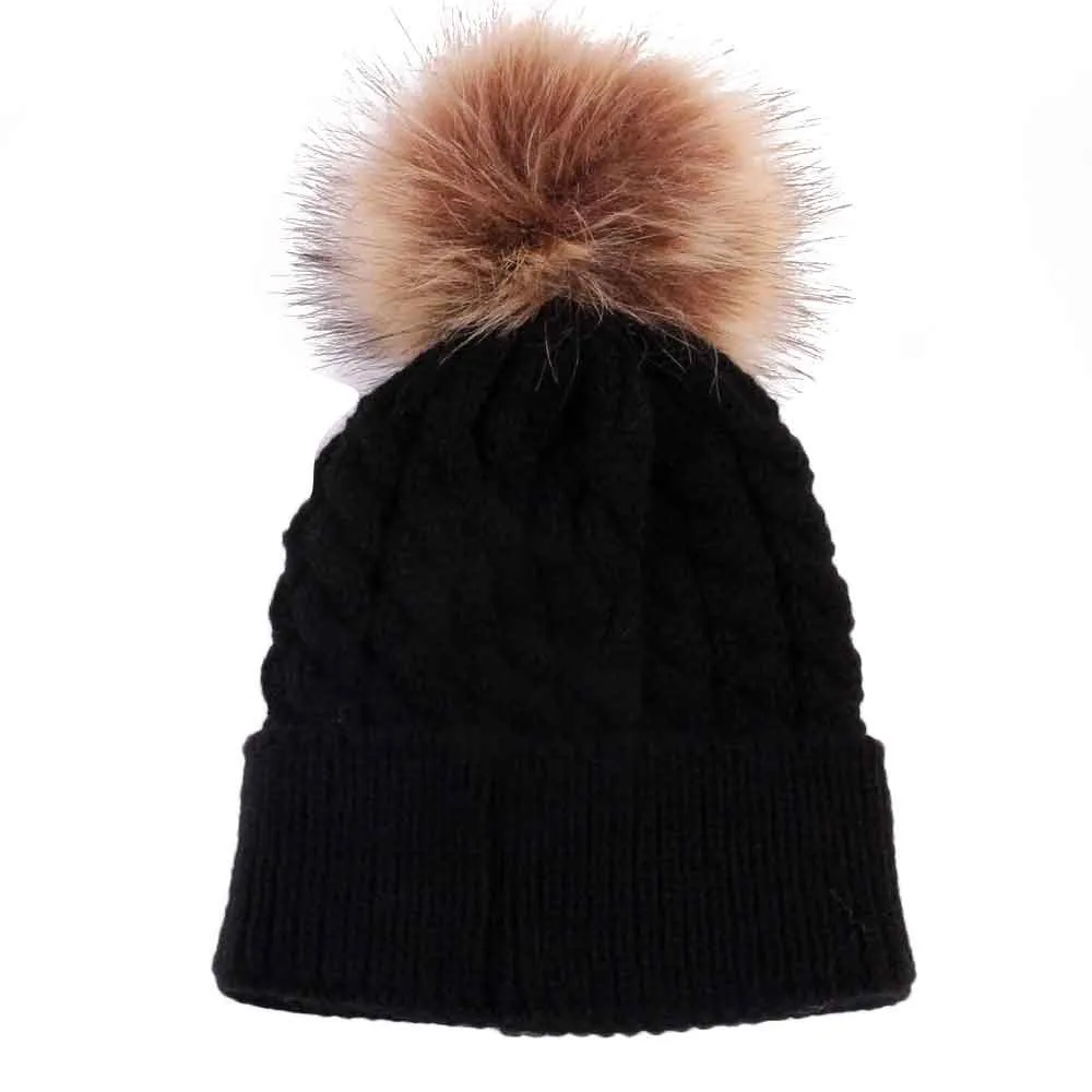 Newborn Hat Cute Winter Kids Baby Girls Boys Warm Hats Knitted Wool Hemming Hairball Fur Ball Cap 0-36 Months | Детская одежда и