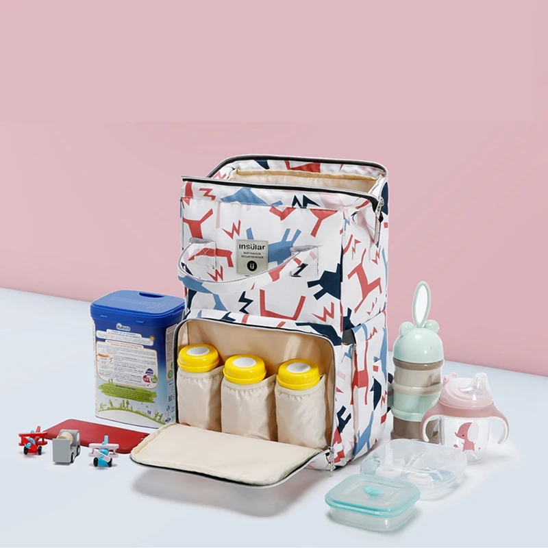

Insular Large Capacity Printed Mummy Diaper Bag Multifunctional Waterproof Mommy Travel Portable Backpack Storage