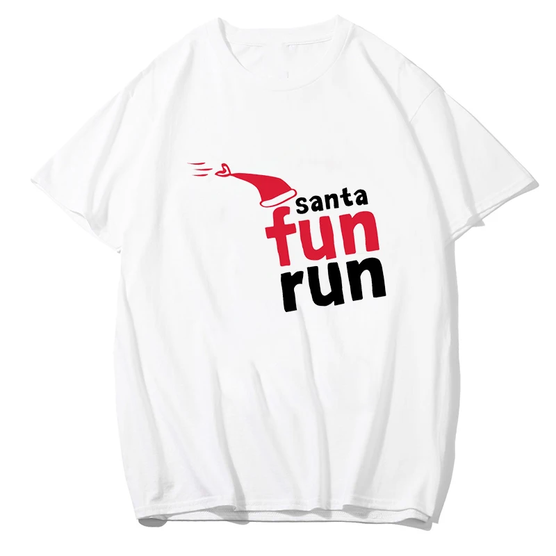 Shortly Merry Chrismas Men/Women T Shirt Santa Fun Run Short Sleeve  Clothes Fashion Camiseta Hipster Tumblr Drop Ship