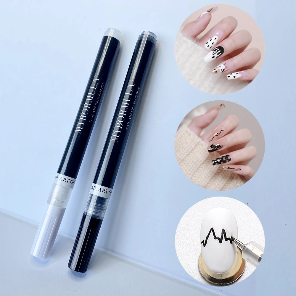 2шт / 4шт 0 5 мм Nail Art Pen Set для дызайну пазногцяў лайнер гель-лак інструменты