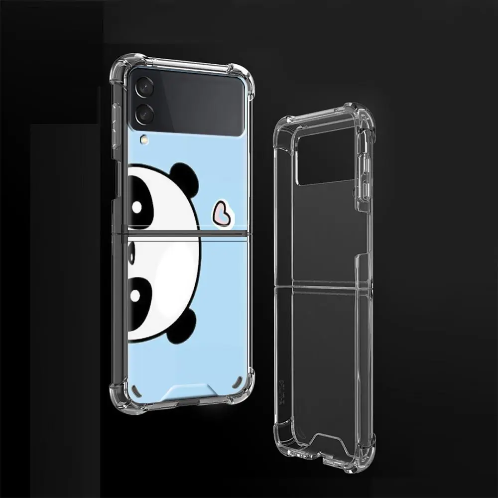 AirBag Clear Soft Case For Samsung Galaxy Z Flip 3 Shockproof Bumper Phone Cover ZFlip3 5G Luxury Shell Cartoon Cute Animal Capa