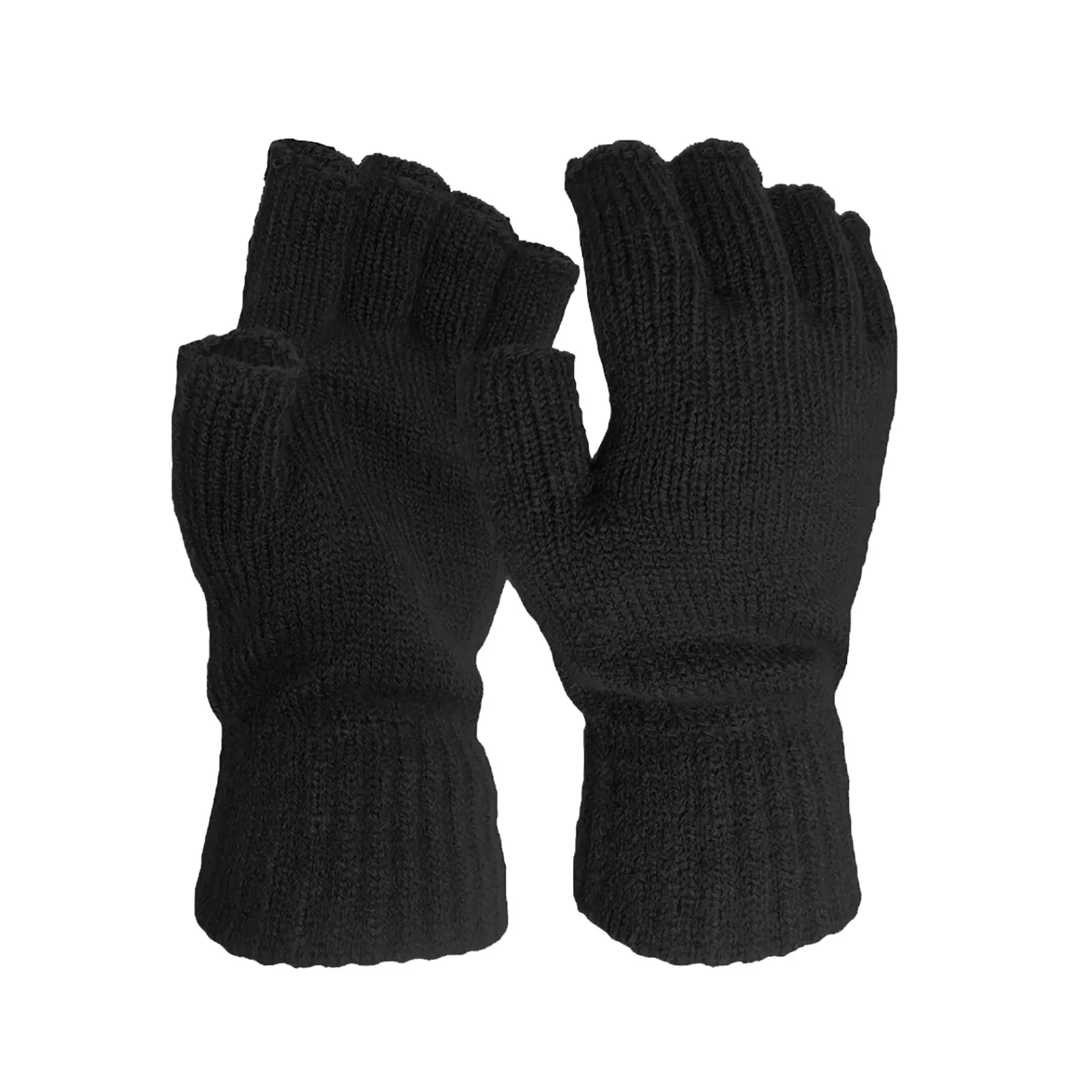 

Women Cashmere wool Knitted Gloves Winter Keep Warm Half-finger Gloves Knitted Solid Color Mittens Warmer Gloves For Men Women