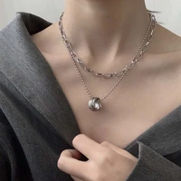 south korea double layer round temperament necklace cool fashion hip hop rock clavicle chain lead new girl in spring and summer