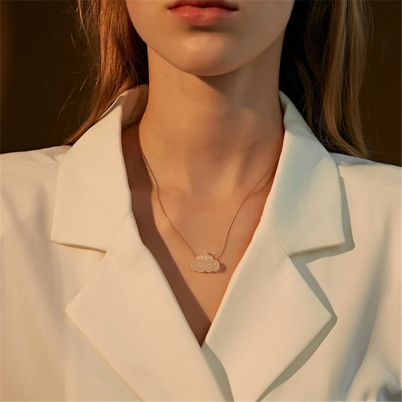 Простое Белое полимерное ожерелье с подвеской ручной работы милое облако для