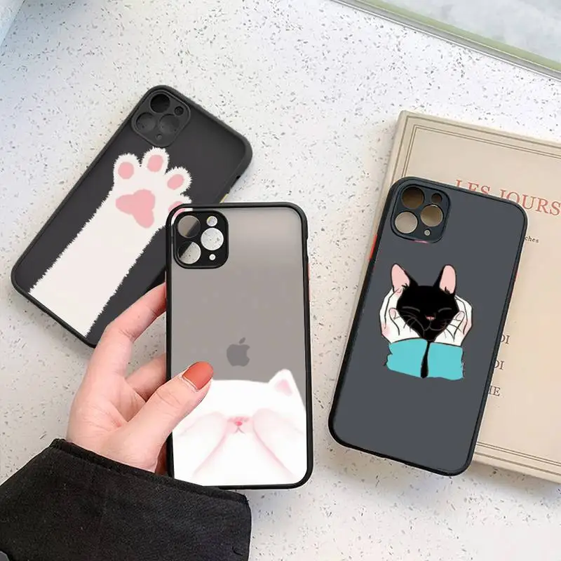 

Cute kitten Phone Case For iphone 12 11 7 8 plus mini x xs xr pro max matte transparent cover