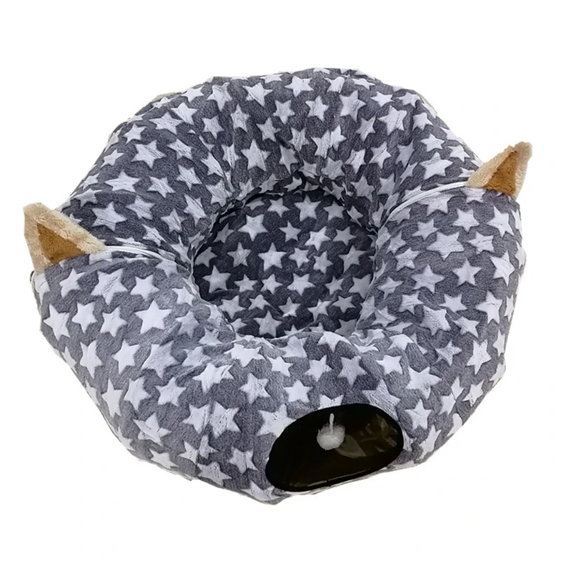 

Плюшевая кровать для кошки и собаки туннель с подушкой котенок большой диаметр длиннее гофрированная Складная трехсторонняя игрушка-трубк...