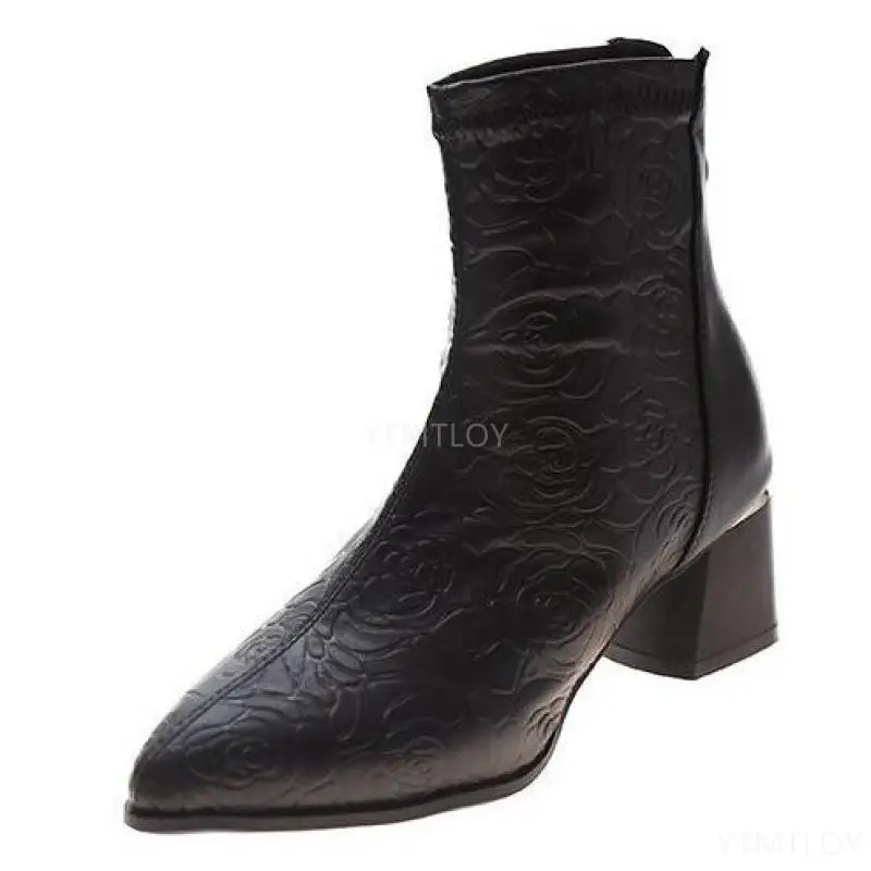 Женские ботильоны на высоком каблуке ботинки челси молнии с острым носком