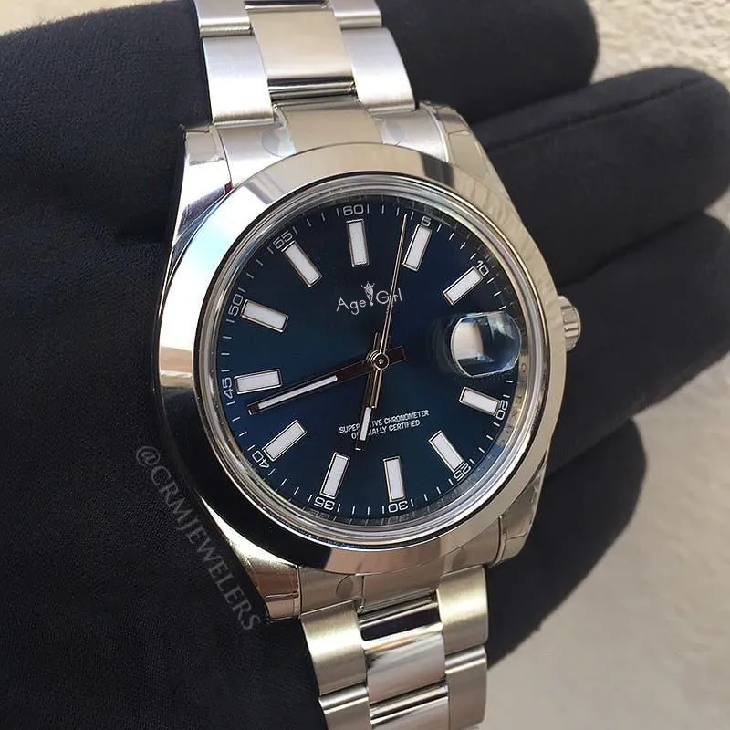 Роскошные брендовые новые мужские часы Datejust Серебристые черные синие автоматические механические часы из нержавеющей стали с сапфировым стеклом 36 мм AAA