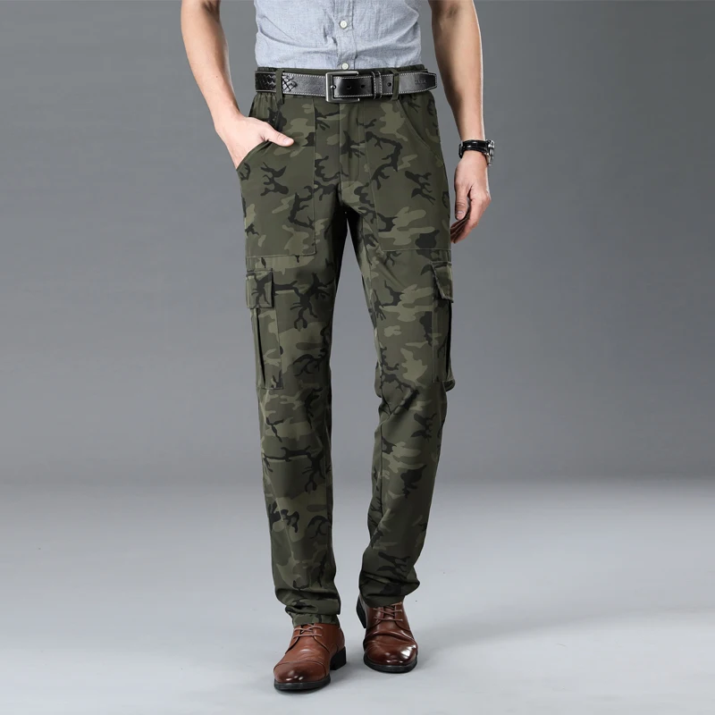 

2021 Camouflage Overalls Men's Cargo Pants Multi-Pocket Overall Combat Trousers Tooling Pants Army Green Pants Male Work Clothes