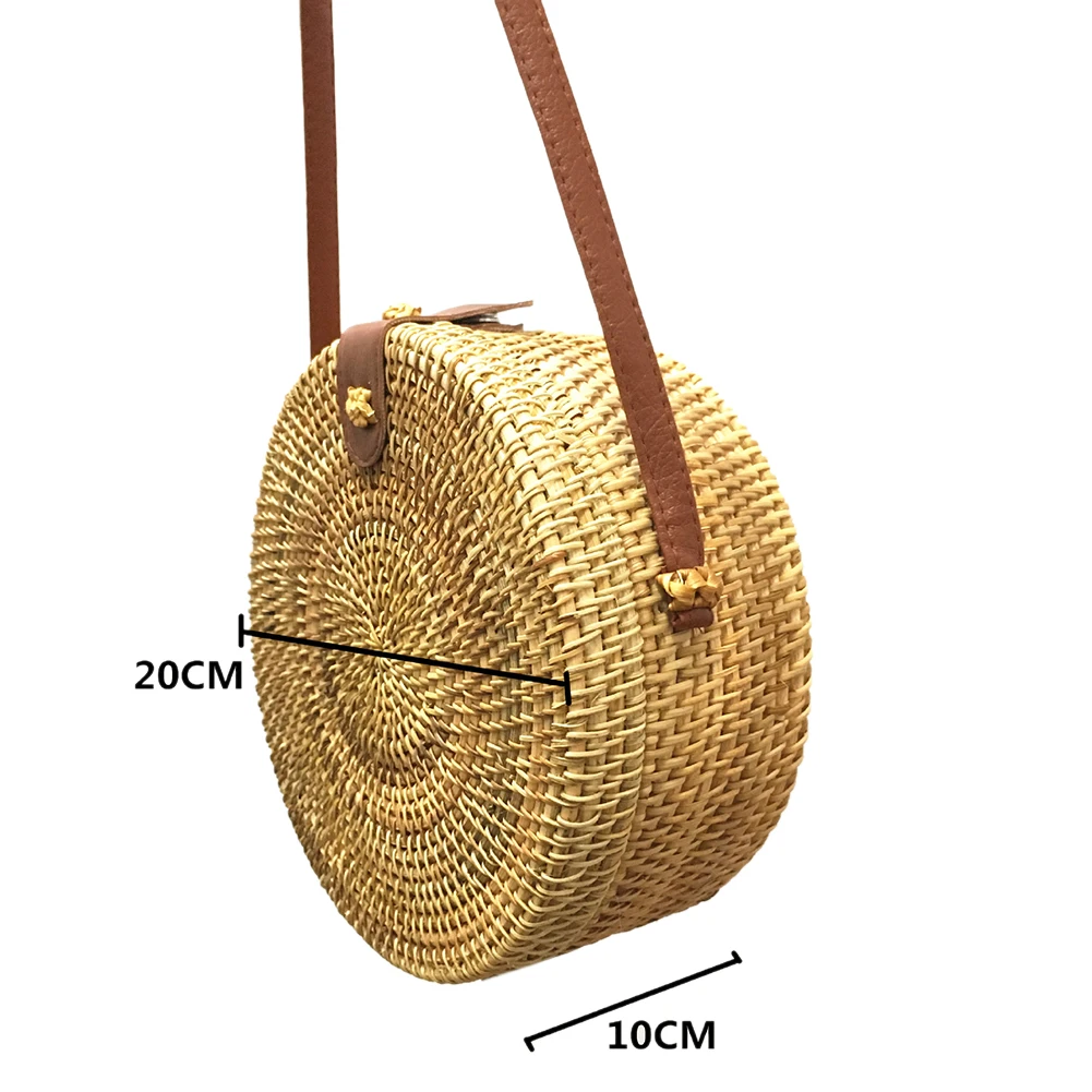 

Summer Straw Bag Women Shoulder Bag Round Beach Circle Rattan Messenger Bags Female Crossbody Bags Handmade Bohemia Handbag