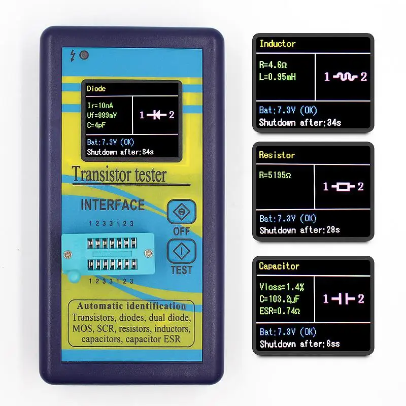 Multi-purpose Transistor Tester 1.8in TFT LCD Diode Thyristor Capacitance Resistor Inductance ESR LCR Meter Color Display | Инструменты