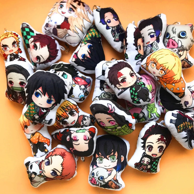 

Demon Slayer Soft Doll Keychain Anime Pillows Plush Stuffed Toy for Bag Women Gifts 10cm Kamado Tanjirou Kamado Nezuko Lanyard