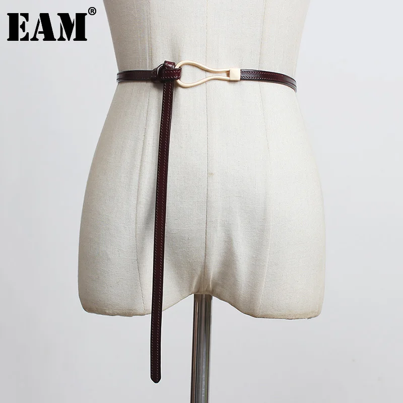 

[EAM] Pu Leather Black Multicolor Long Irregular Belt Personality Women New Fashion Tide All-match Spring Autumn 2022 1DD0959