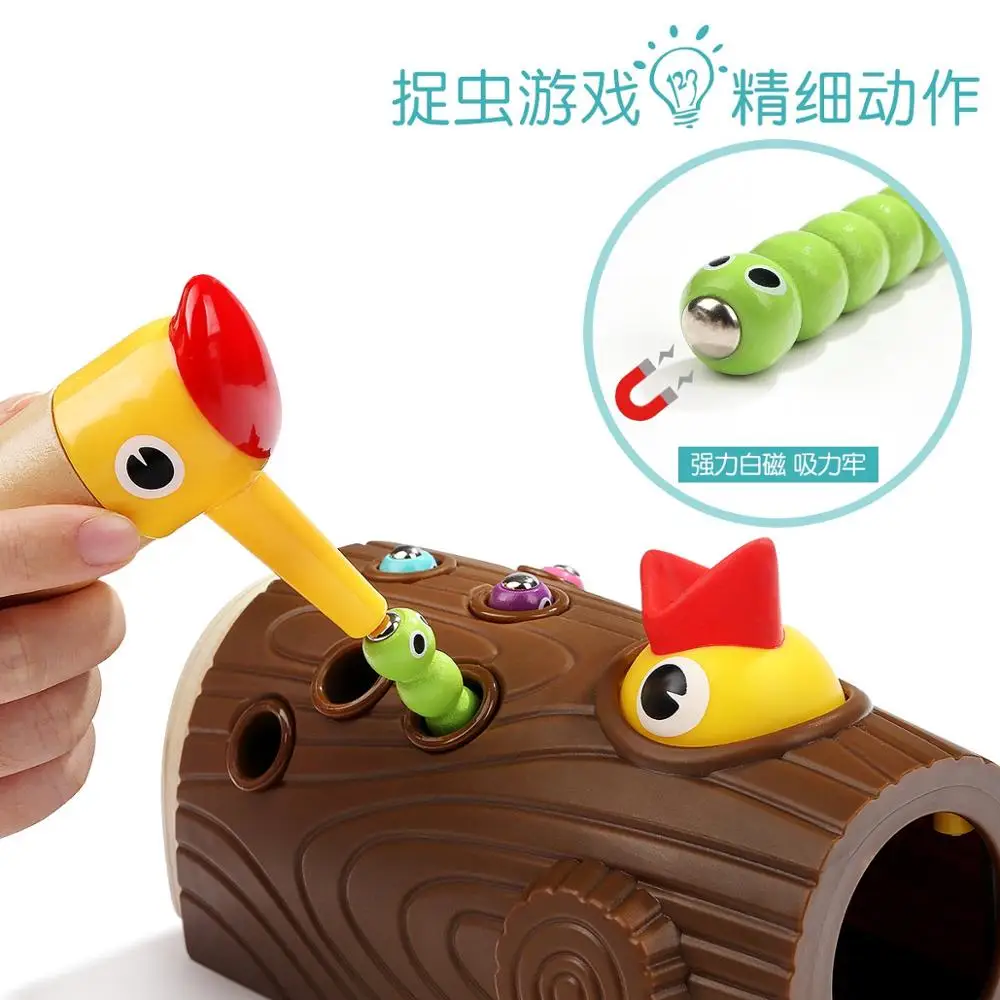 Neue Specht Insekten Grundlegende pyadagogisches entwiclung Holz Magnetischen Fangen Spiel Spielzeug Kinder Монт |