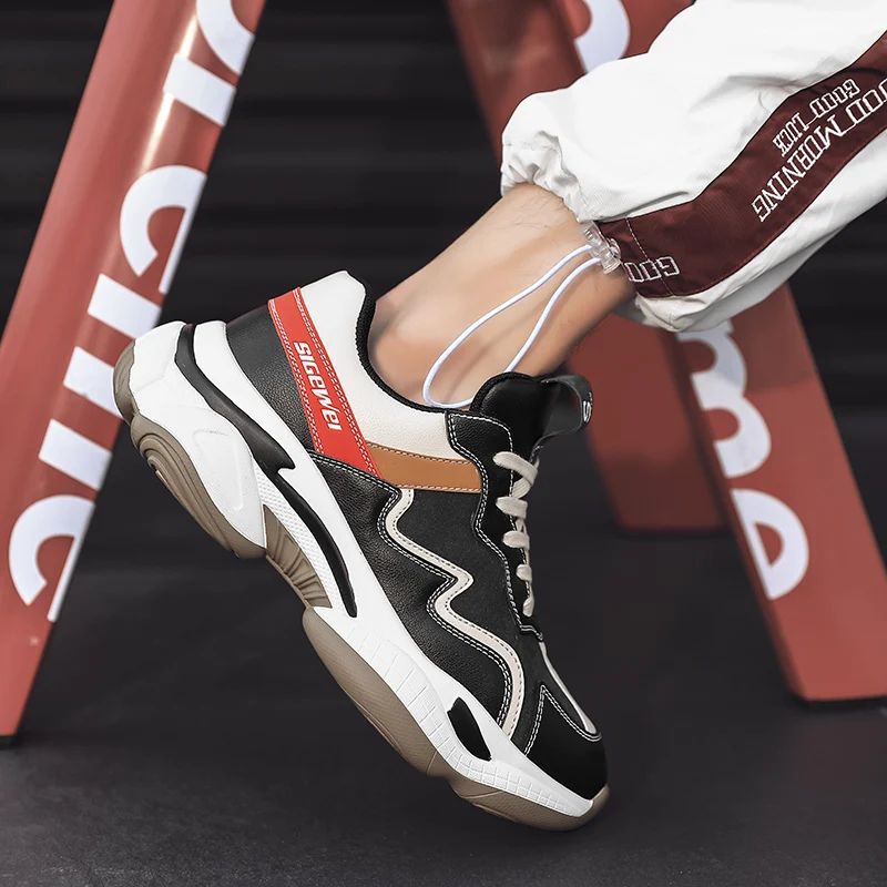 

2021 Spring Sneakers For Men Running Shoes Thick bottom Hard-Wearing Rubber Height Increasing Sports Shoes
